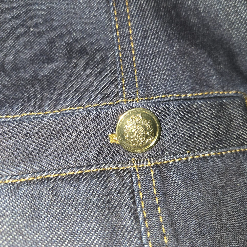 Free Assembly NEW Denim Mini Dress Gold Buttons 100% Cotton Dark Indigo - Picture 9 of 10